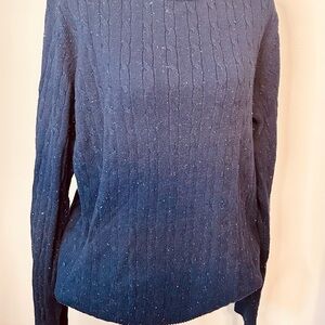 Kim Rogers Blue Cable Knit Turtleneck Sweater